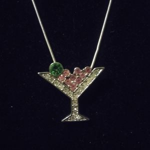 Martini rhinestone necklace